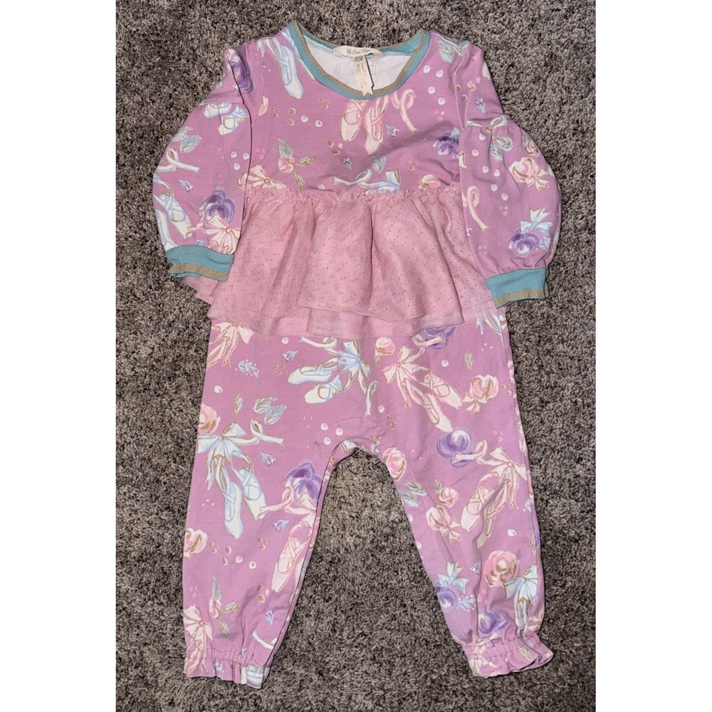 Matilda Jane Bamboo Ballet‎ Slipper Peplum Romper Toddler 18-24 M Pink Tulle